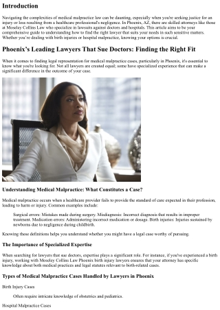 “Phoenix’s Leading Lawyers That Sue Doctors: Finding the Right Fit”
