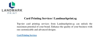 Card Printing Services  Landmarkprint.sg