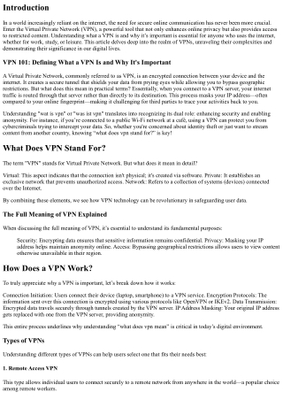 VPN 101: Defining What a VPN Is and Why It's Important
