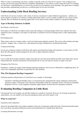 Navigating the World of Roof Business: A Guide for Little Rock Locals