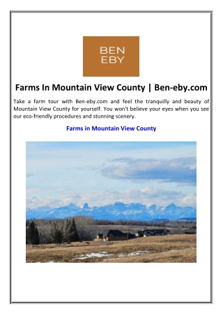 Farms In Mountain View County | Ben-eby.com