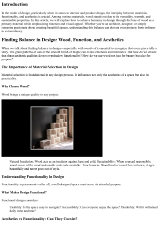 “Finding Balance in Design: Wood, Function, and Aesthetics”