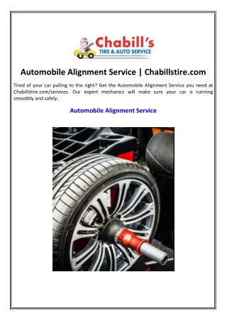 Automobile Alignment Service | Chabillstire.com