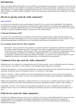 Carte de Visite Connectée: L'Innovation au Bout des Doigts