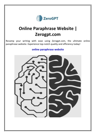 Online Paraphrase Website | Zerogpt.com