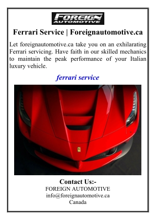 Ferrari Service Foreignautomotive.ca