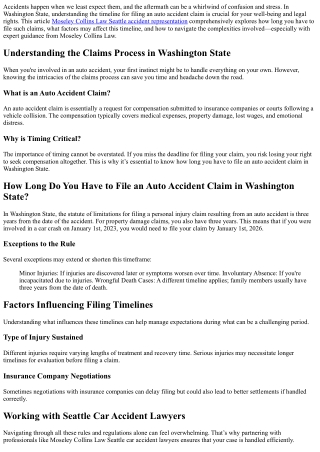 How Long Do You Have to File an Auto Accident Claim in Washington State?