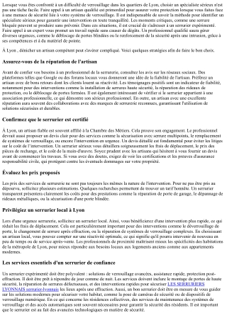Comment se faire dépanner par un bon serrurier à Lyon sans stress