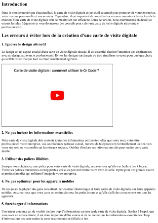 Les erreurs à éviter lors de la création d'une carte de visite digitale