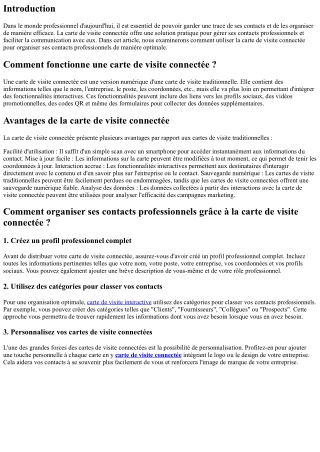 Comment organiser ses contacts professionnels grâce à la carte de visite connect