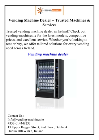 Vending Machine Dealer – Trusted Machines & Services