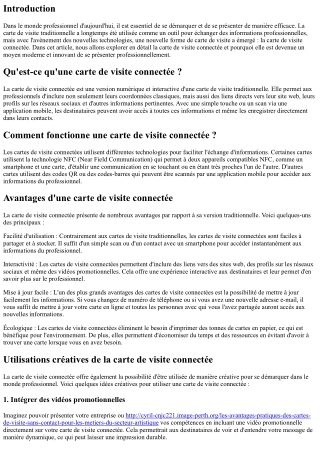 La carte de visite connectée : un moyen moderne de se présenter professionnellem
