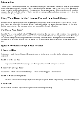 Using Wood Boxes in Kids’ Rooms: Fun and Functional Storage