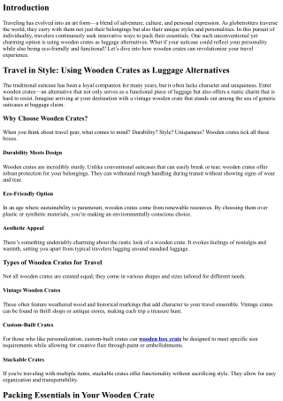 “Travel in Style: Using wooden crates as Luggage Alternatives”