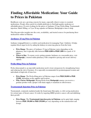 Finding Affordable Medication Prices in Pakistan