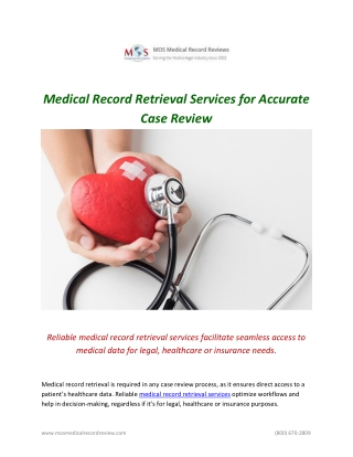 Medical Record Retrieval Services for Accurate Case Review