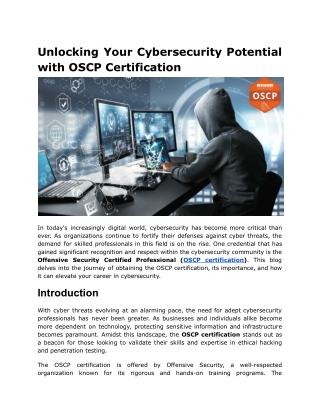 Unlocking Your Cybersecurity Potential with OSCP Certification (1)