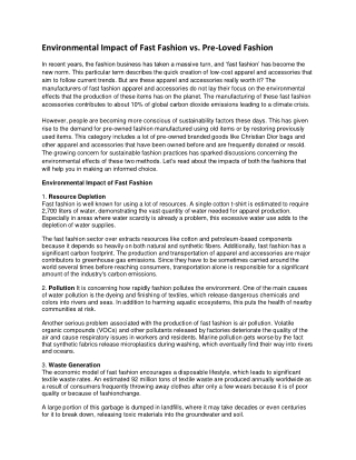 Environmental Impact of Fast Fashion vs. Pre-Loved Fashion