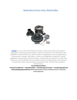 Honda Parts for Power Tools _ WholeToolBox