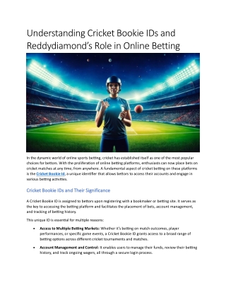 Understanding Cricket Bookie IDs and Reddydiamond