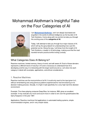 Mohammad Alothman’s Insightful Take on the Four Categories of AI