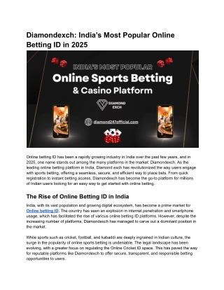 Diamondexch_ India’s Most Popular Online Betting ID in 2025