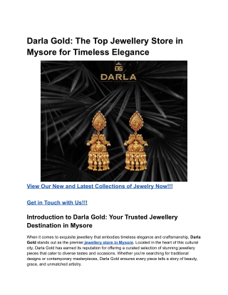 Darla Gold_ The Top Jewellery Store in Mysore for Timeless Elegance