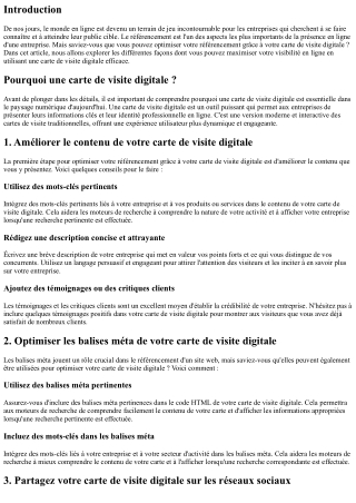 Comment optimiser son référencement grâce à sa carte de visite digitale ?