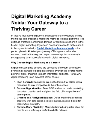 Digital Marketing Academy Noida_ Your Gateway to a Thriving Career