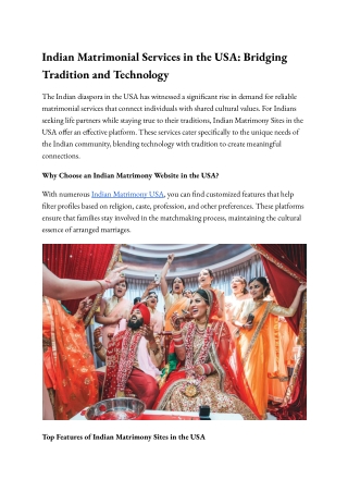 Indian Matrimonial Services in the USA_ Bridging Tradition and Technology