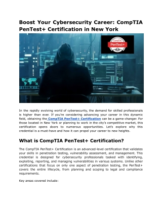 Boost Your Cybersecurity Career_ CompTIA PenTest  Certification in New York (1)