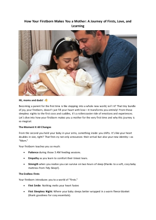 How Your Firstborn Makes You a Mother A Journey of Firsts Love and Learning