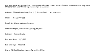 For Cambodian Citizens - United States  United States of America - ESTA Visa - I