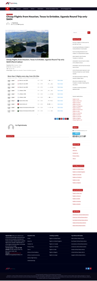 Cheap Flights from Houston, Texas to Entebbe, Uganda Round Trip only $604