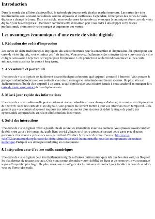 Les avantages économiques d'une carte de visite digitale
