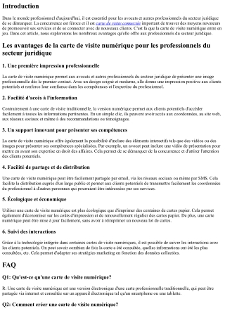 Les avantages de la carte de visite numérique pour les professionnels du secteur