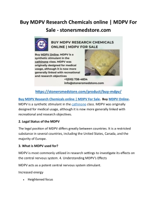 Buy MDPV Research Chemicals online MDPV For Sale - stonersmedstore
