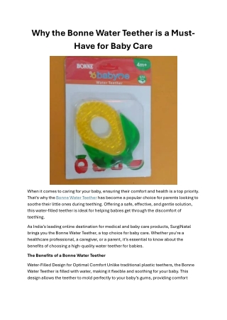 Why the Bonne Water Teether is a Must-Have for Baby Care