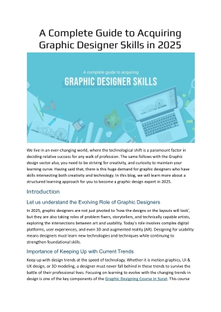 A complete guide to acquiring Graphic Designer Skills in 2025.