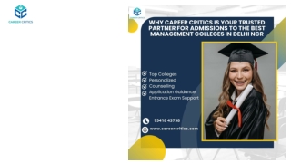 Why Career Critics is Your Trusted Partner for Admissions to the Best Management Colleges in Delhi NCR