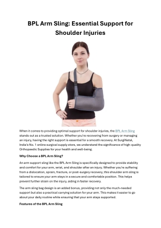 BPL Arm Sling: Essential Support for Shoulder Injuries