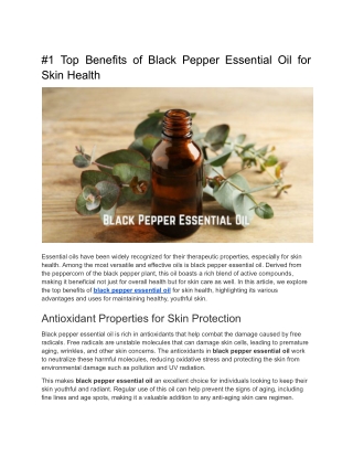 #1 Top Benefits of Black Pepper Essential Oil for Skin Health