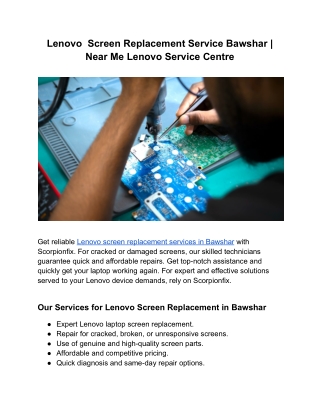 Lenovo  Screen Replacement Service Bawshar _ Near Me Lenovo Service Centre