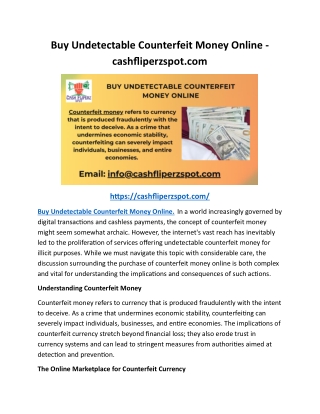 Buy Undetectable Counterfeit Money Online - cashfliperzspot