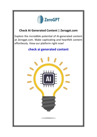 Check Ai Generated Content  Zerogpt.com