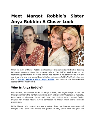 Meet Margot Robbie's Sister Anya Robbie_ A Closer Look