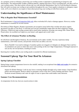 Seasonal Maintenance Tips For Your Roof In Arkansas