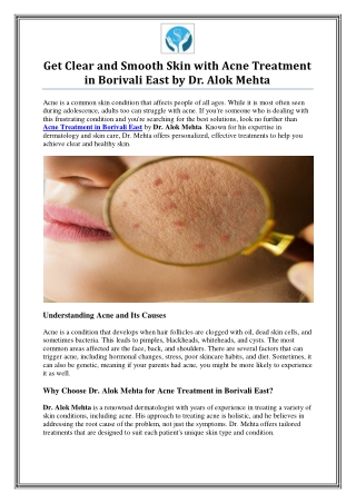Acne Treatment in Borivali East by Dr. Alok Mehta
