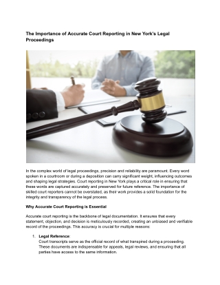 The Importance of Accurate Court Reporting in New York’s Legal Proceedings