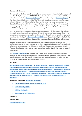 International Conference on Biosensors 2025